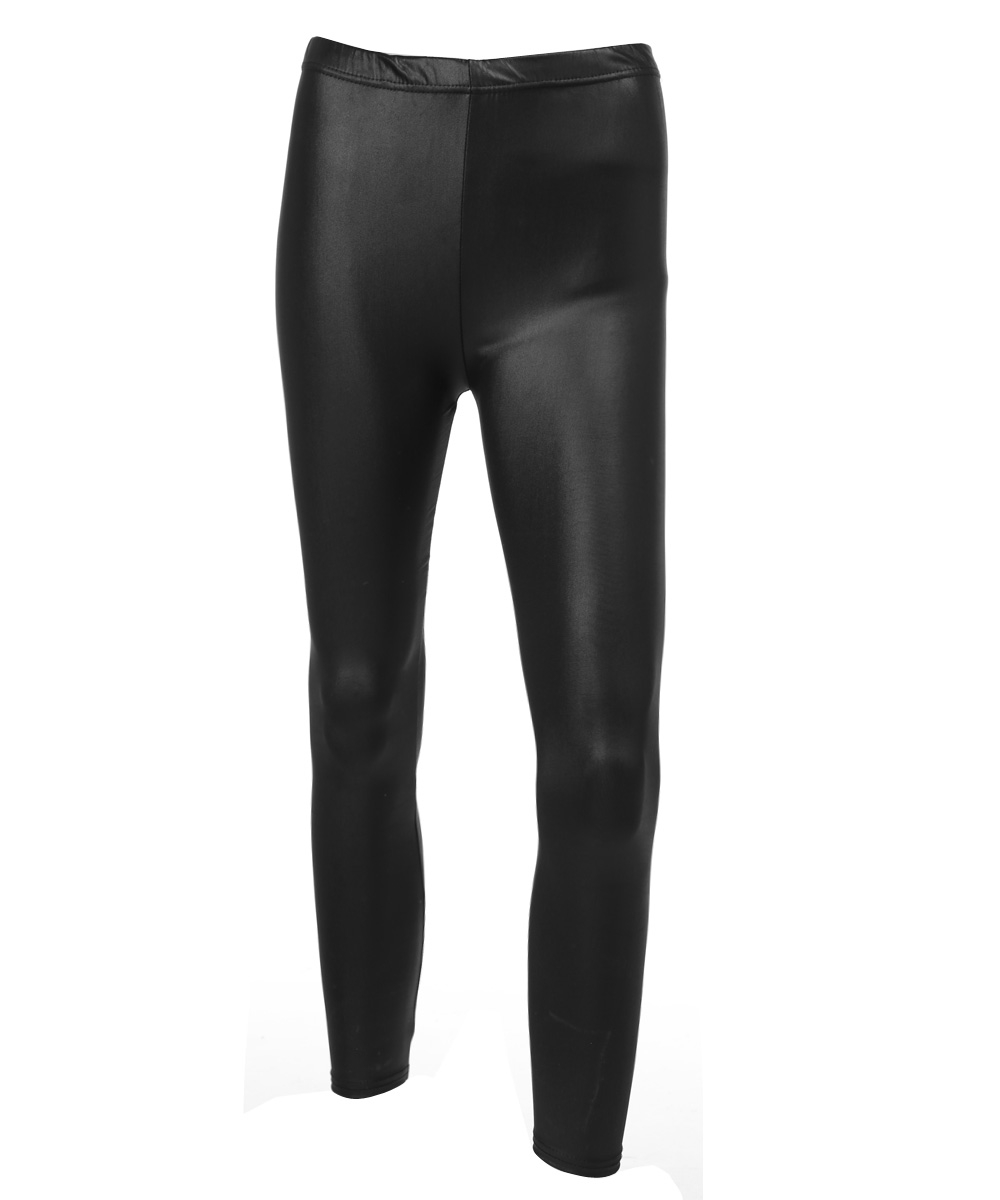 LEGÍNY dívčí/dámské SLIM IMITACE KŮŽE 716898 černá S