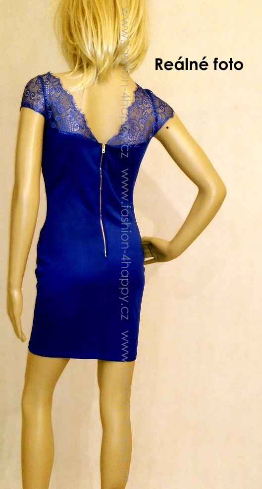 Dámské pouzdrové MINI ŠATY 317020-1 modrá XS/S/M