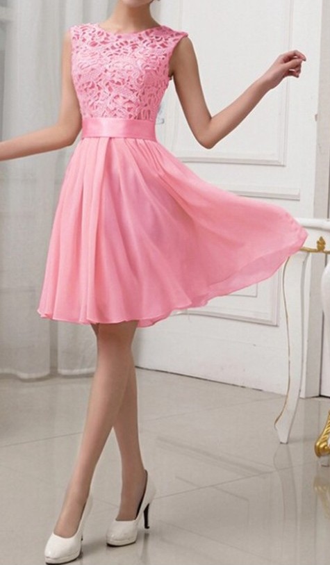 Plesové ŠATY MINI s krajkou 33771-1 sytě růžová S/M/L/XL