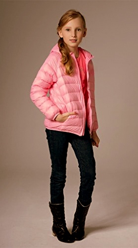 Dětská ULTRA LIGHT péřová bunda s kapucí UNISEX 9901750-5 růžová 134/140