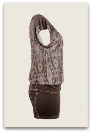 MINI ŠATY / TUNIKA 321646-2 vzor hnědá M/L