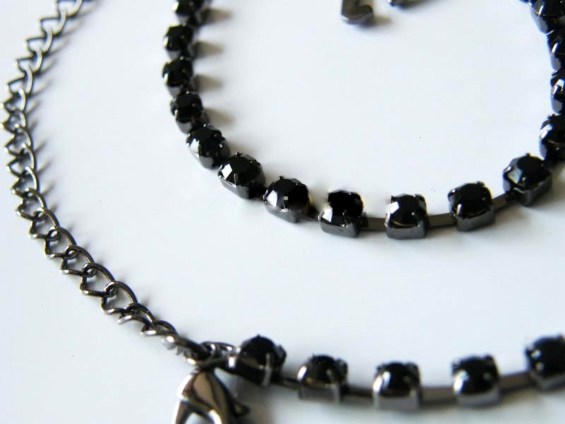 RAMÍNKA OZDOBNÁ k podprsence s kamínky Rhinestone 6008-2 stříbrná / černá
