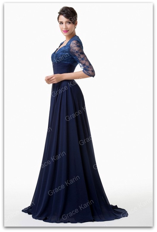 Luxusní plesové šaty GRACE KARIN dlouhé GK6234-3 modrá M / 38