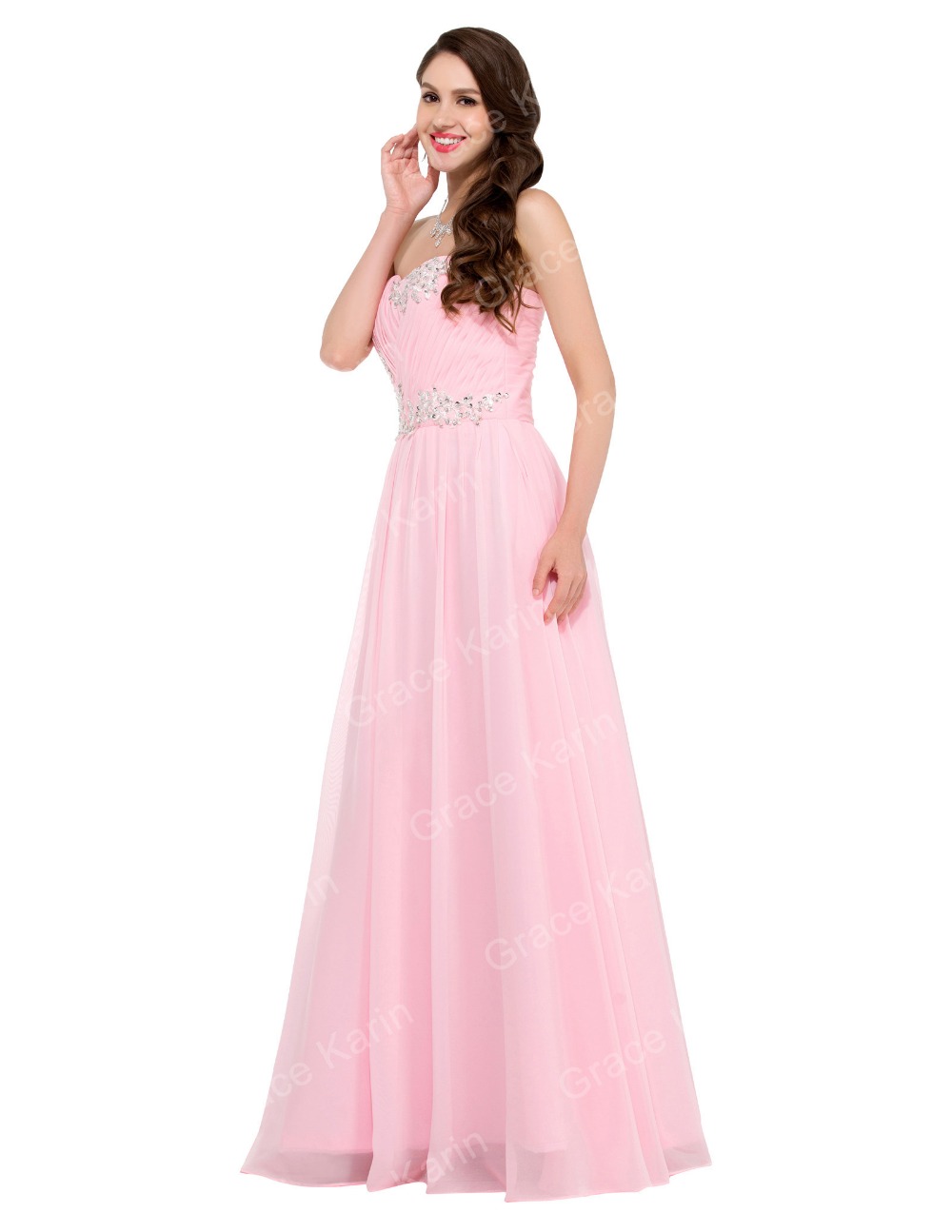 Luxusní plesové šaty GRACE KARIN® dlouhé CL6107-2 růžová XXL / XXXL