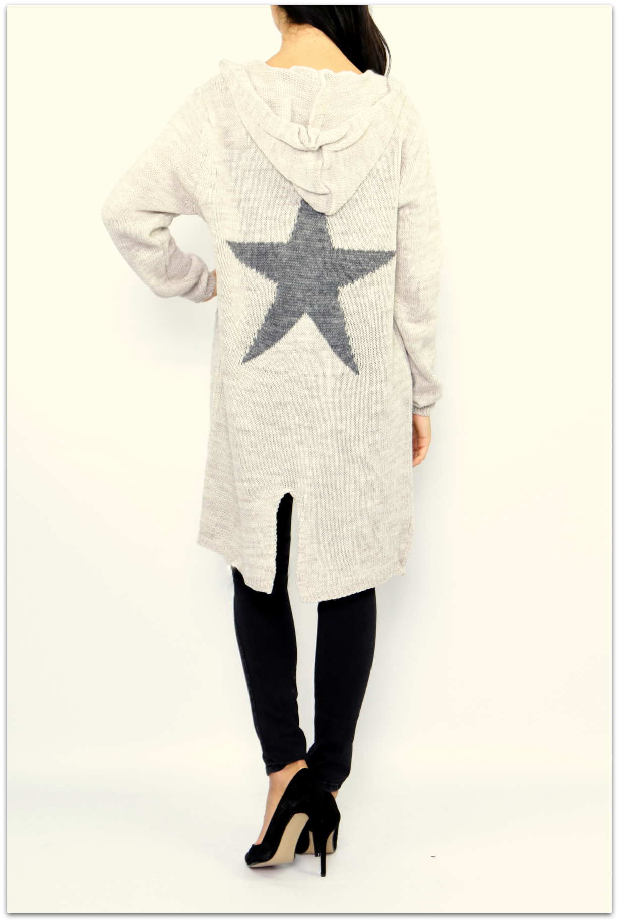 Dámský dlouhý SVETR / CARDIGAN STAR pletený 3300163-3 béžová UNI