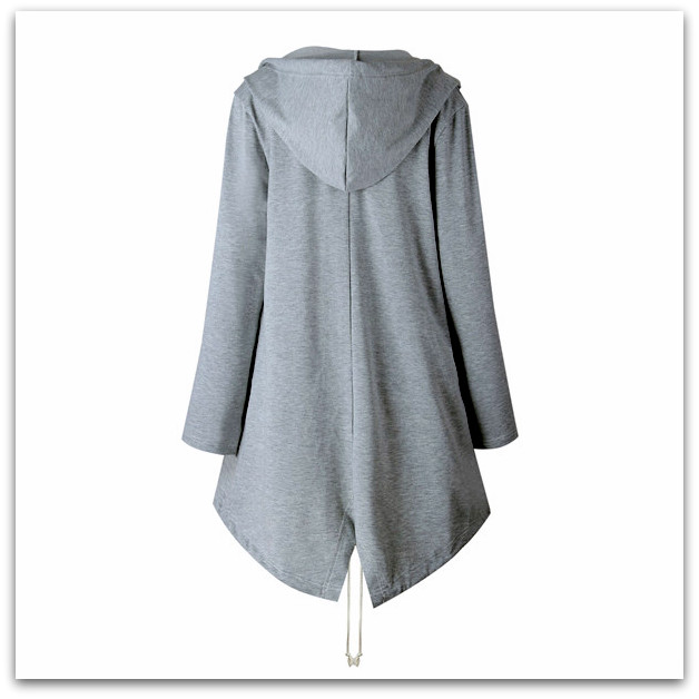 DLOUHÁ MIKINA BUNDA kardigan 358476-11 šedá S/M