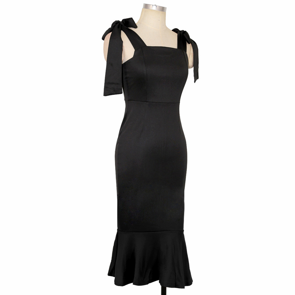 Elegantní pouzdrové ŠATY MIDI s volánem 80251908-2 černá L