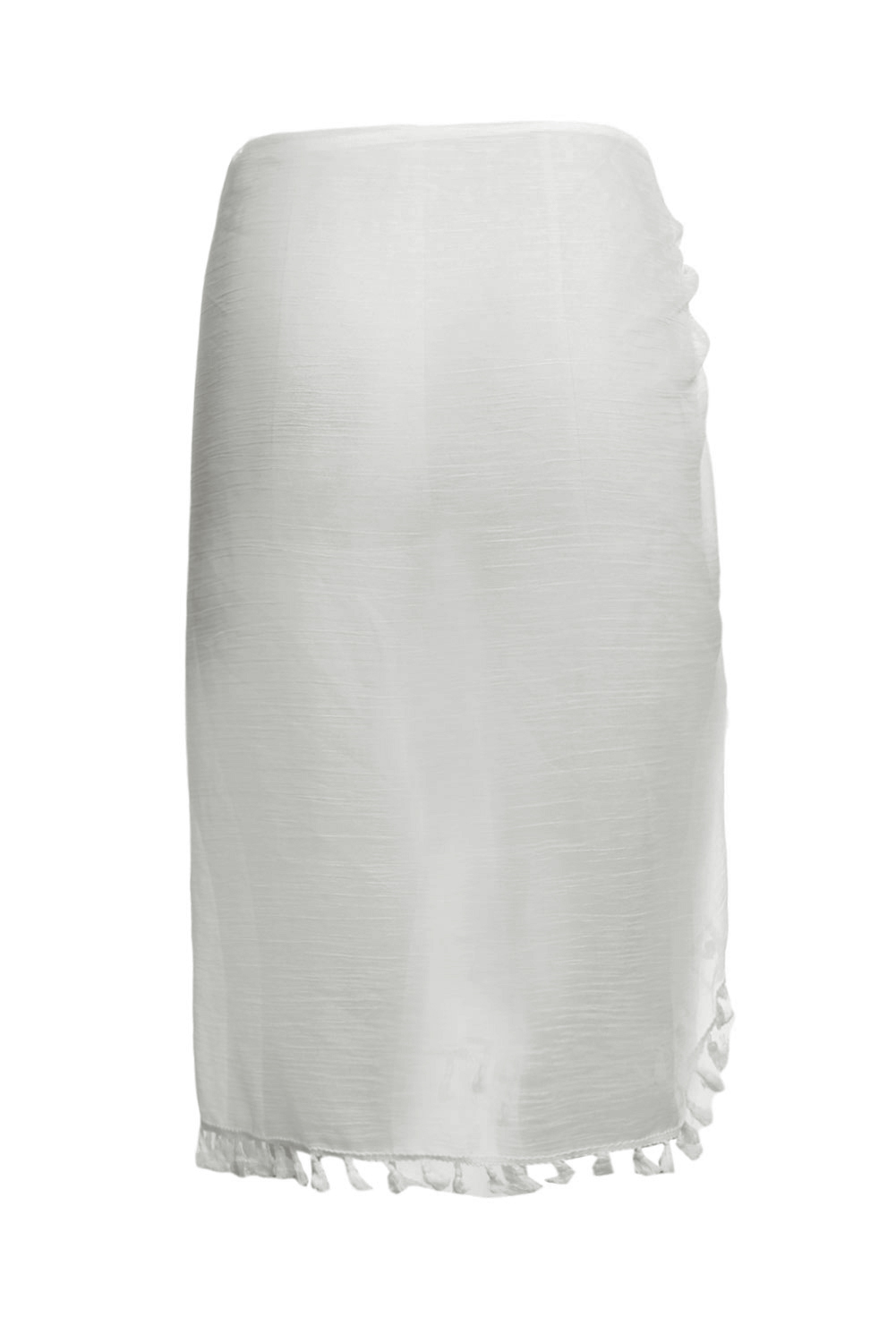 Plážové letní PAREO / SARONG šátek s třásněmi a přezkou 1422431-1 bílá