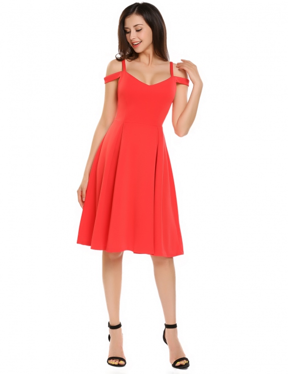 Krátké MINI ŠATY kolová sukně 7016130-1 červená M / L