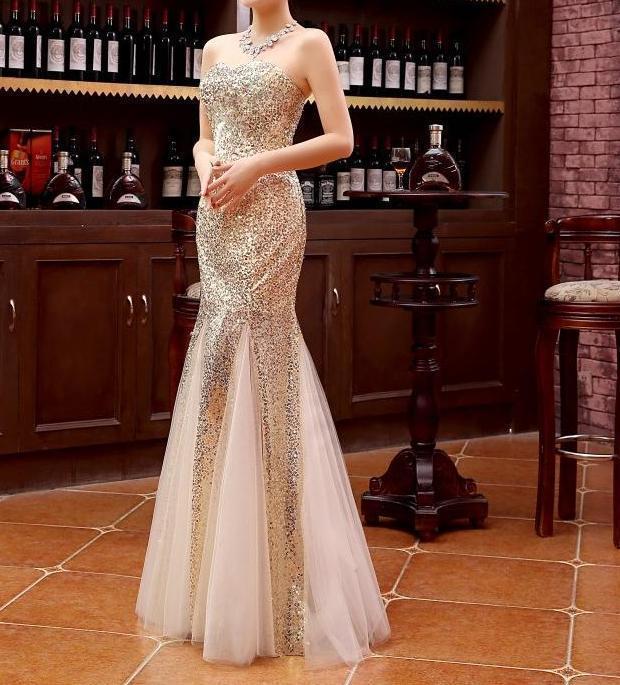F4H společenské šaty 307310-6 zlatá S/M
