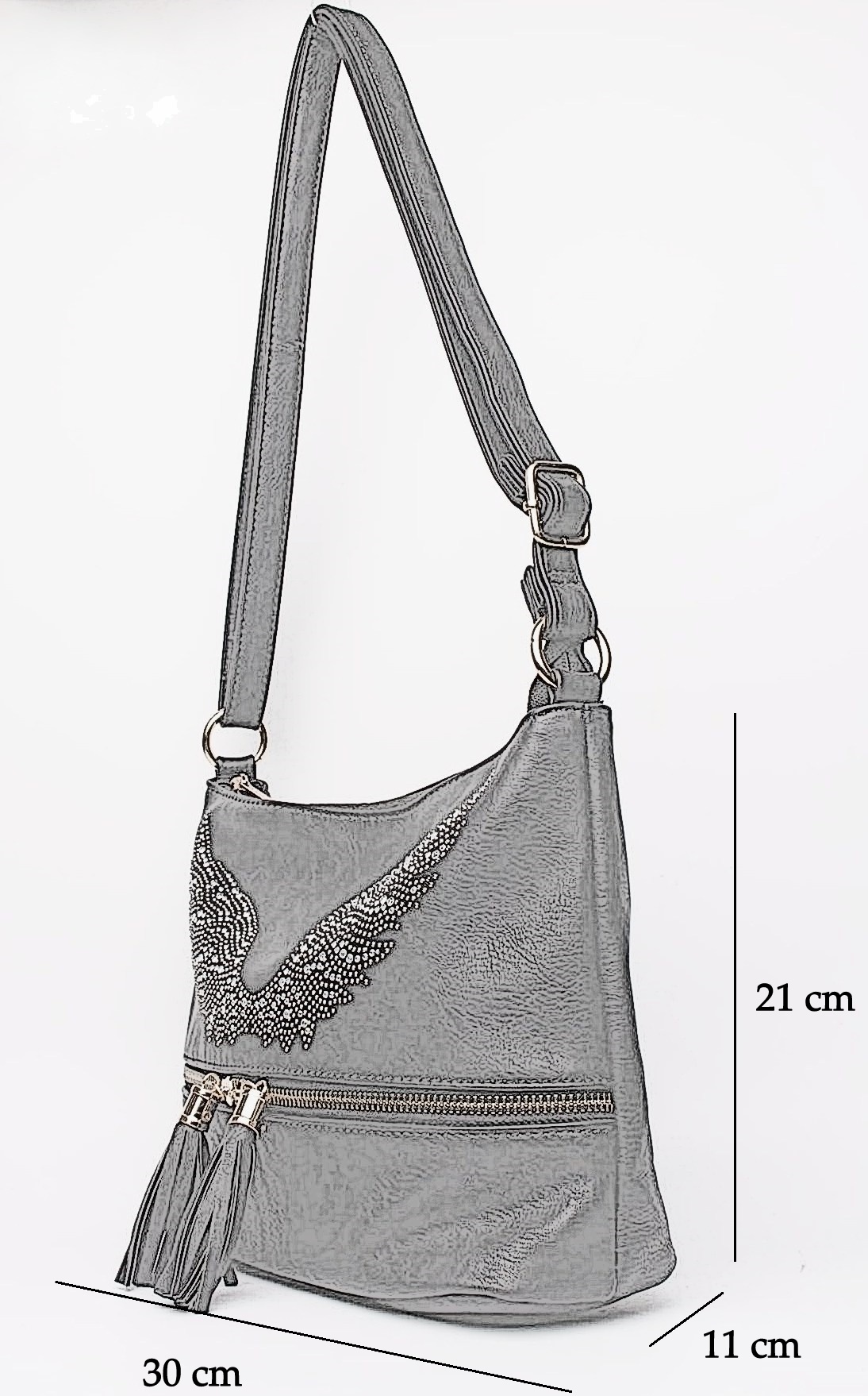 Dámská kabelka WINGS s kamínky přes rameno CROSSBODY 220741-2 černá