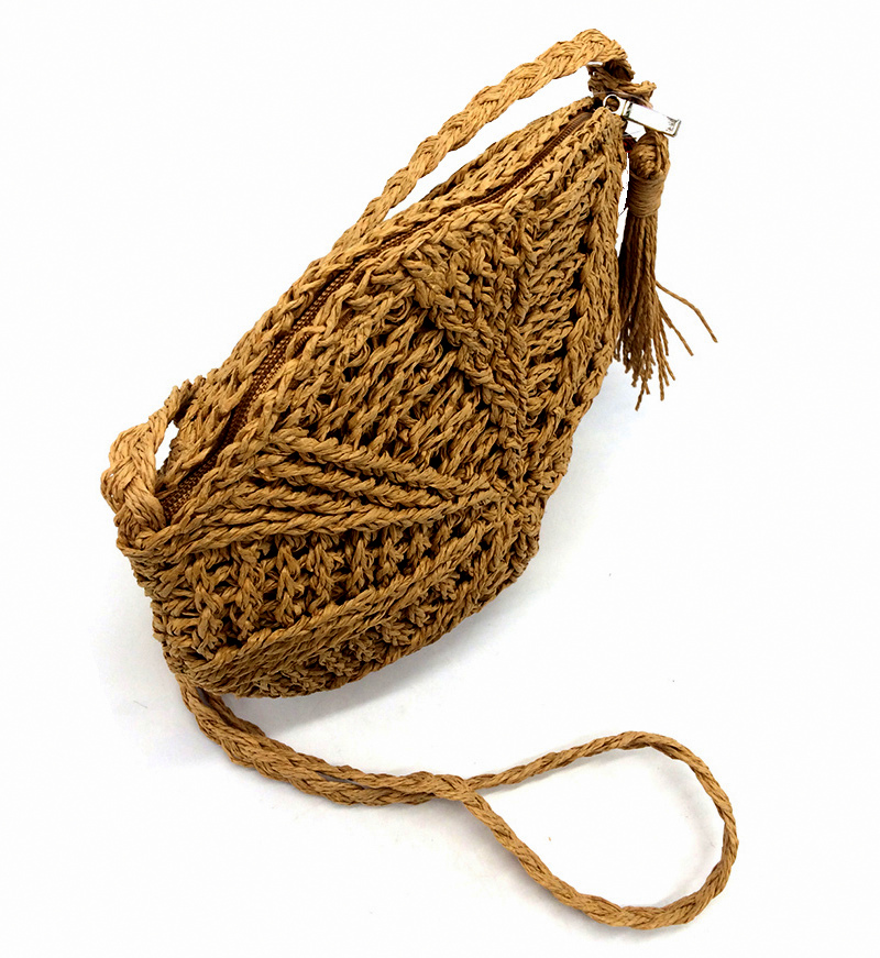 HAND MADE Přírodní dámská KABELKA kulatá 3330268-4 hnědá