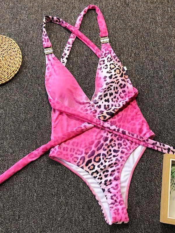 SEXY jednodílné PLAVKY LEOPARD 3019178-4 růžová XS/S