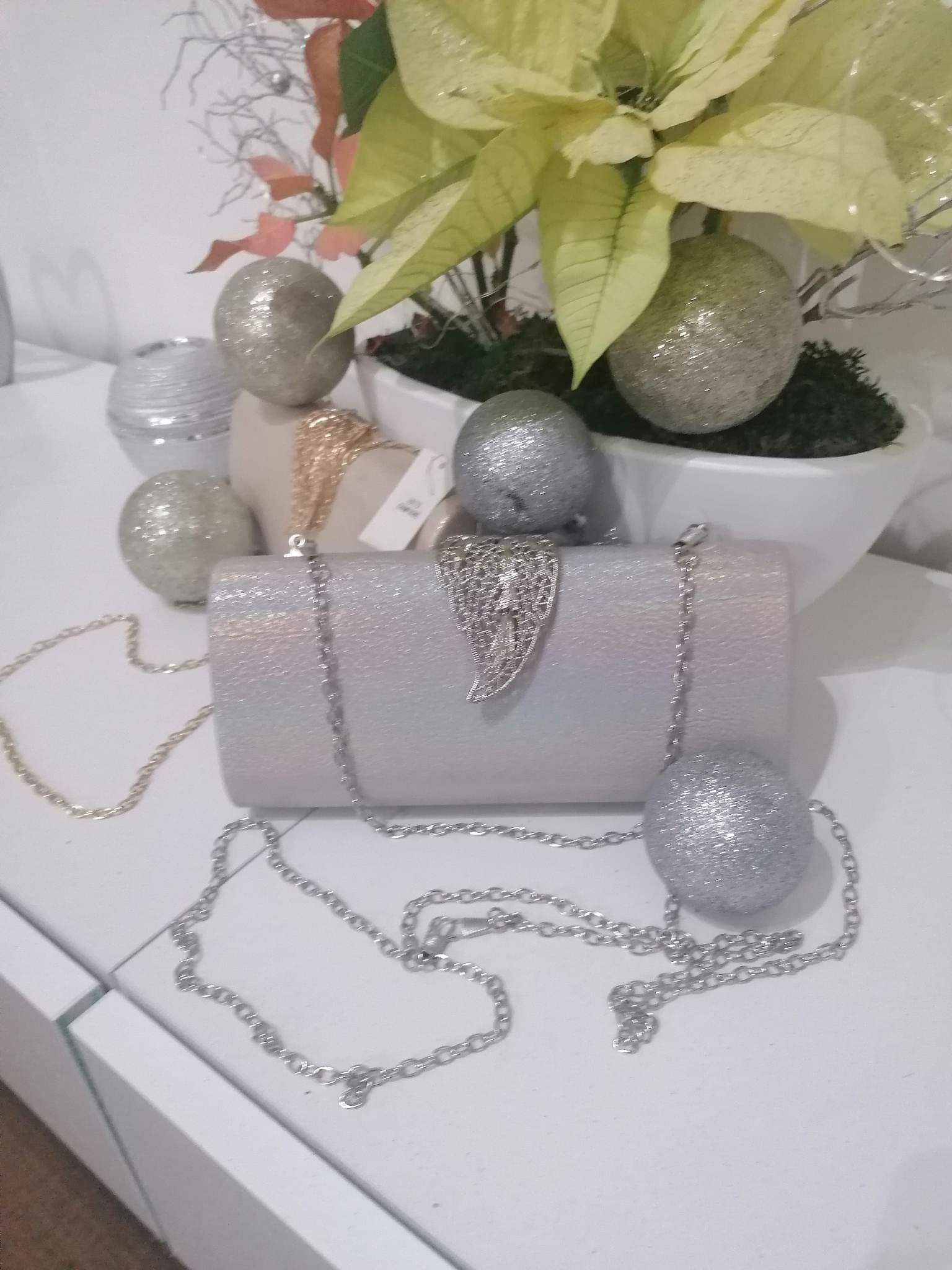 ELEGANTNÍ kabelka PSANÍČKO / LESK s třpytkami 33019001-4 stříbrná