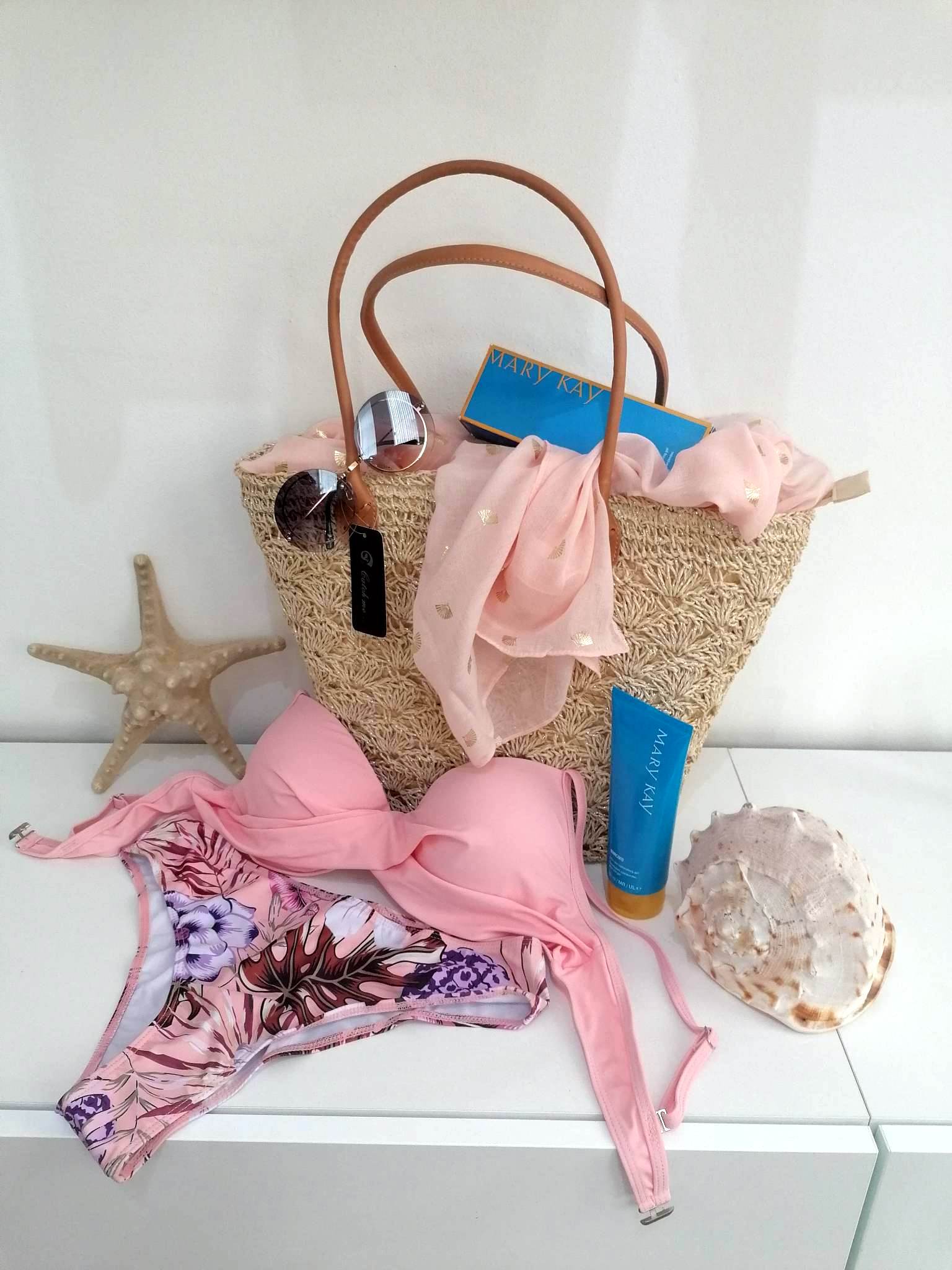 Dvoudílné dámské PLAVKY / BIKINY + KABÁTEK 301610-5 světle růžová S