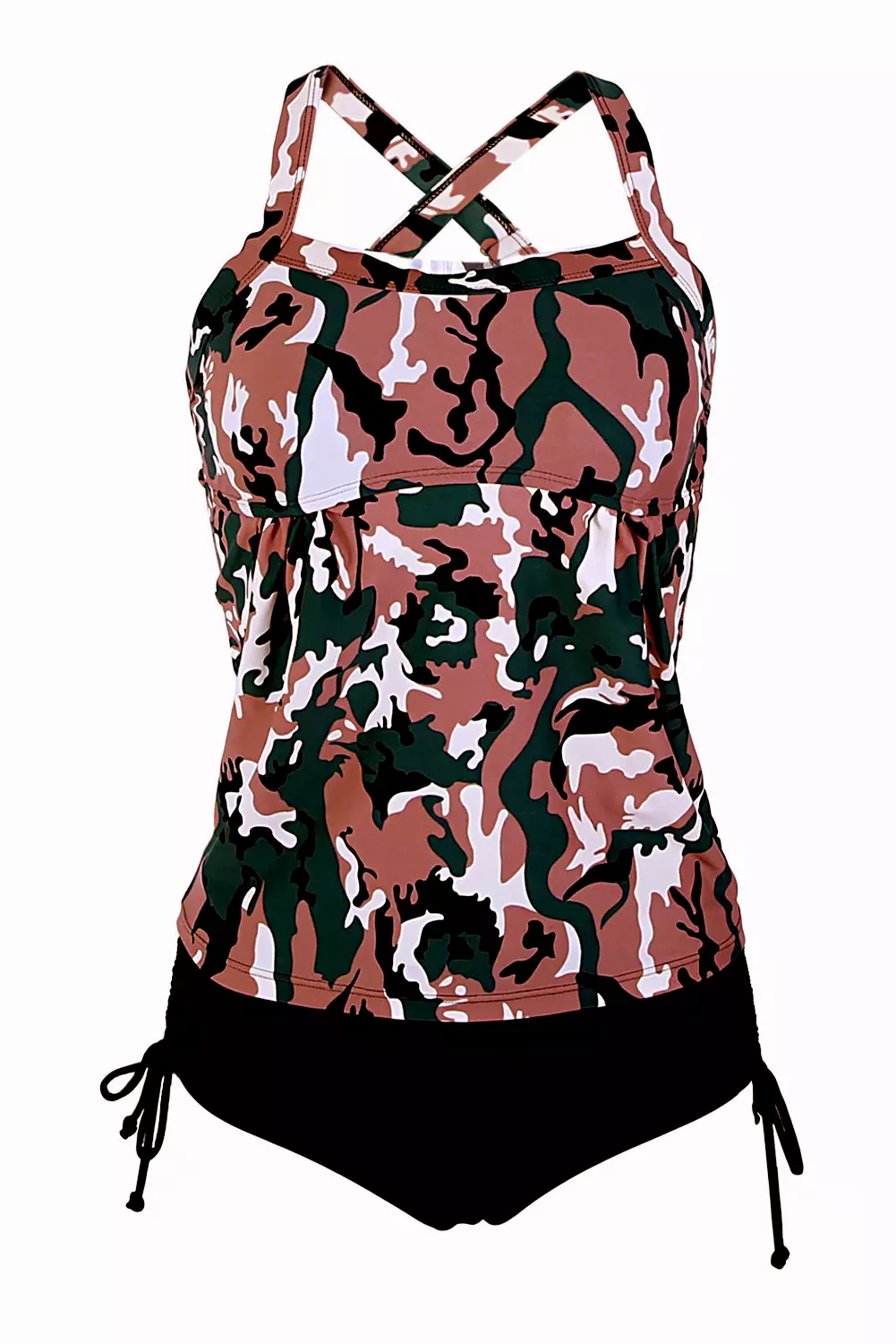 Dvoudílné dámské PLAVKY TANKINI ARMY 1419371-22 hnědá XXL