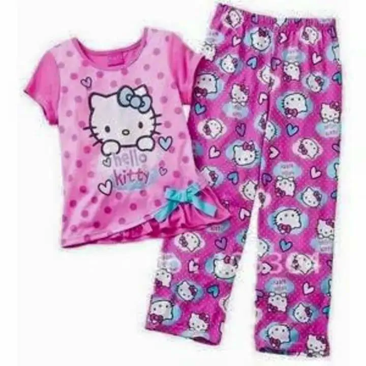 Dětské pyžamo Hello Kitty pro holky legíny a tričko s krátkým rukávem 7018745-2 růžová 92