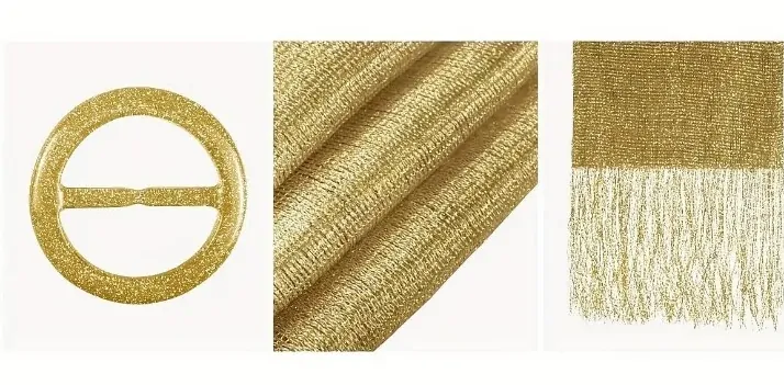 Dlouhý dámský šál / šátek / přehoz přes ramena se sponou 33018052-3 zlatá 190 cm x 65 cm 