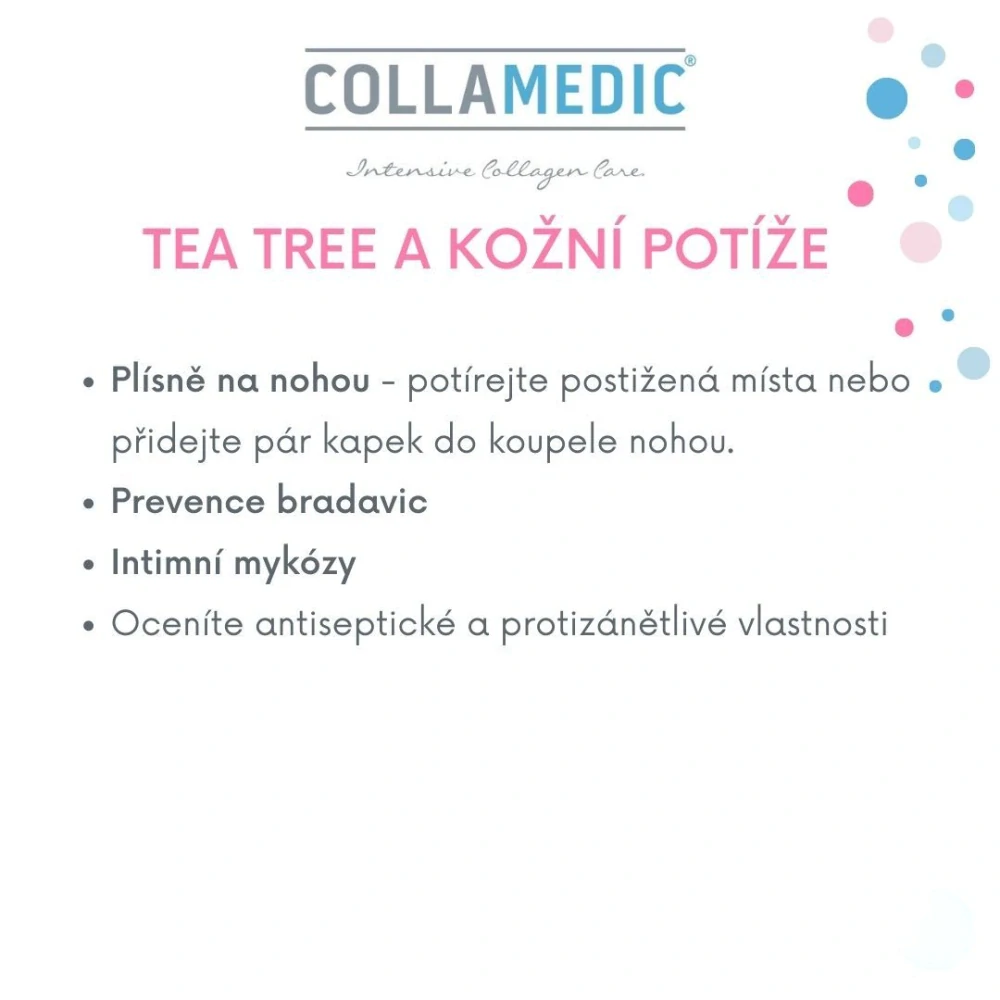 Colamedic éterický olej Tea Tree (čajovník) 10 ml - antibiotický, protiplísňový, hojivý, posiluje imunitu