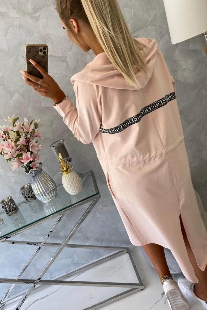 Dámská dlouhá MIKINA / BUNDA kardigan OVERSIZE 8998-1 růžová - univerzální S/M/L