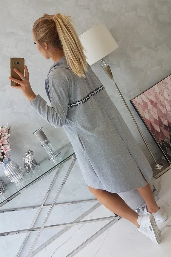 Dámská dlouhá MIKINA / BUNDA kardigan OVERSIZE 8998-71 světle šedá - univerzální S/M/L