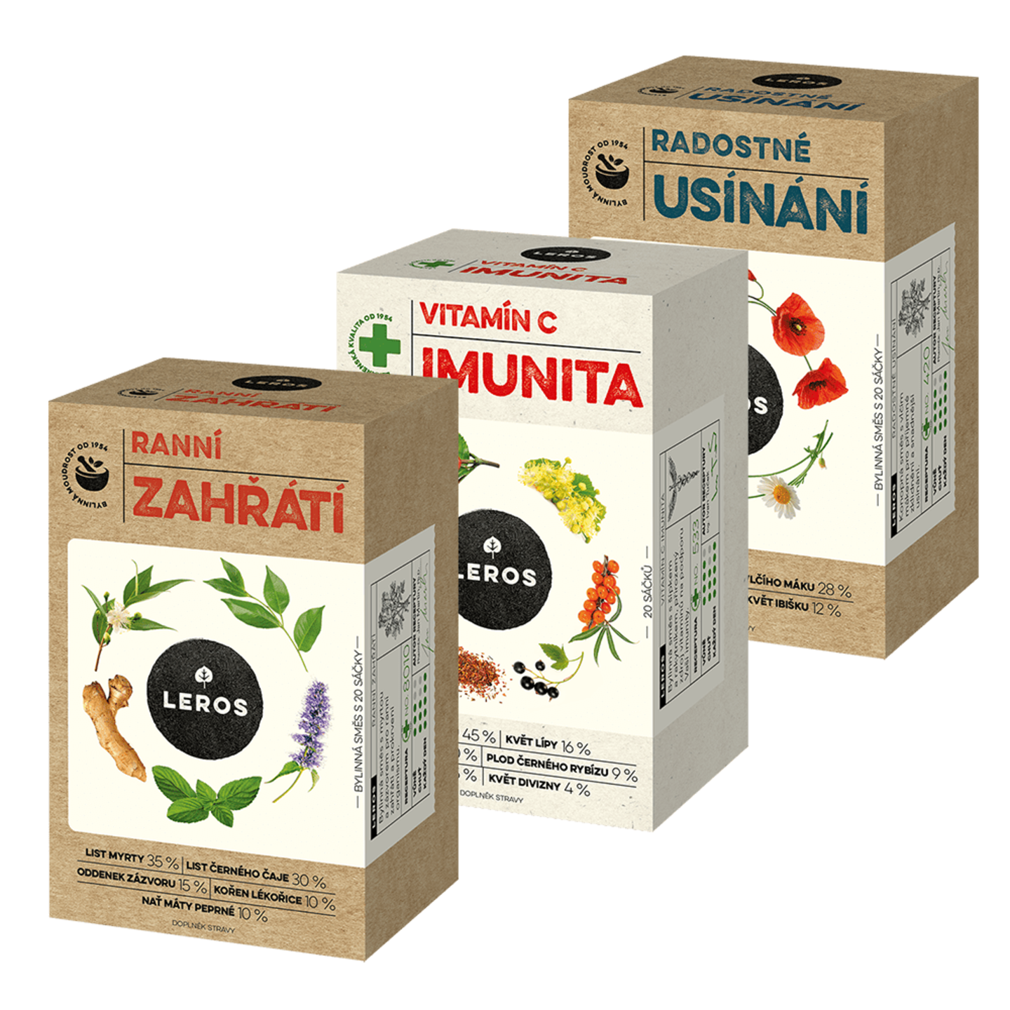 LEROS Dárková sada Z lásky 3 x 20 sáčků - Sada tří bylinkových čajů s místem pro dopsání vlastnoručního věnování