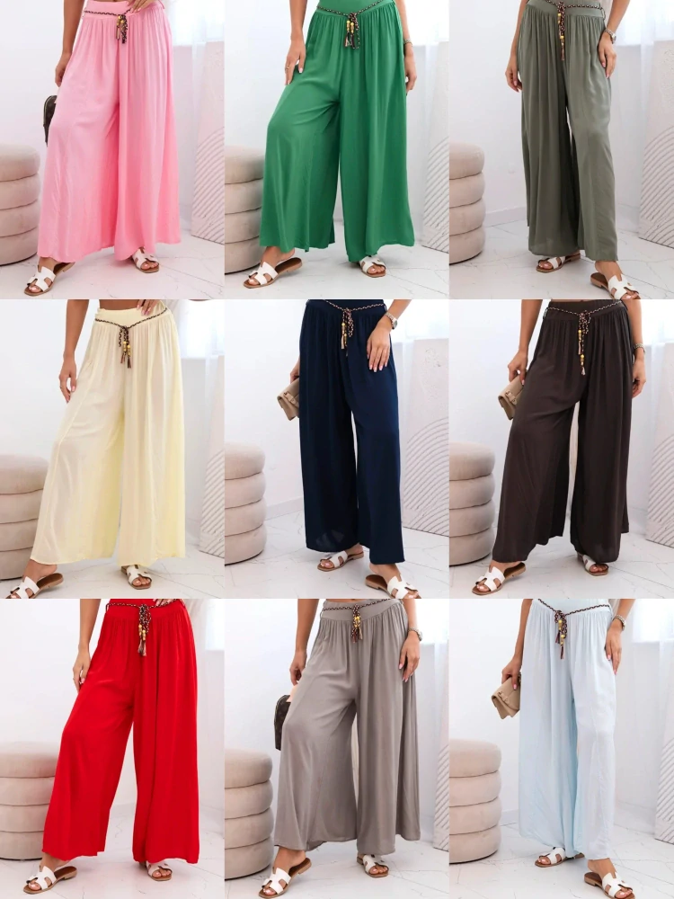 Letní dámské kalhoty široké 81733-1 tmavě modrá univerzální 