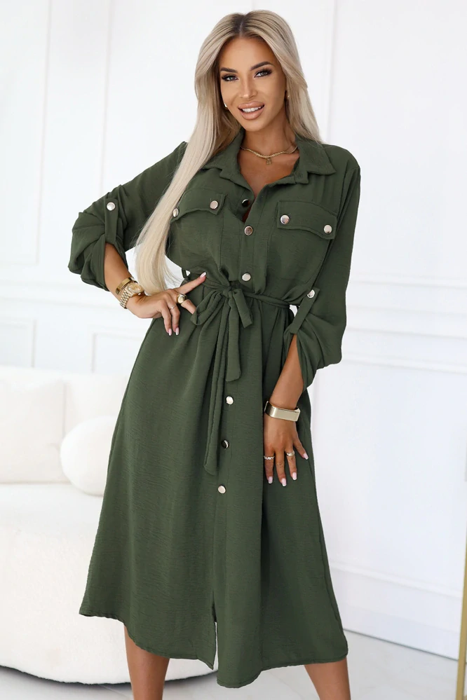 Numoco dámské šaty 531-5 khaki univerzální