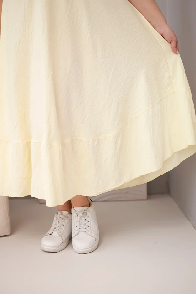 Kesi Dámské dlouhé šaty 21682-6 žlutá plus size 