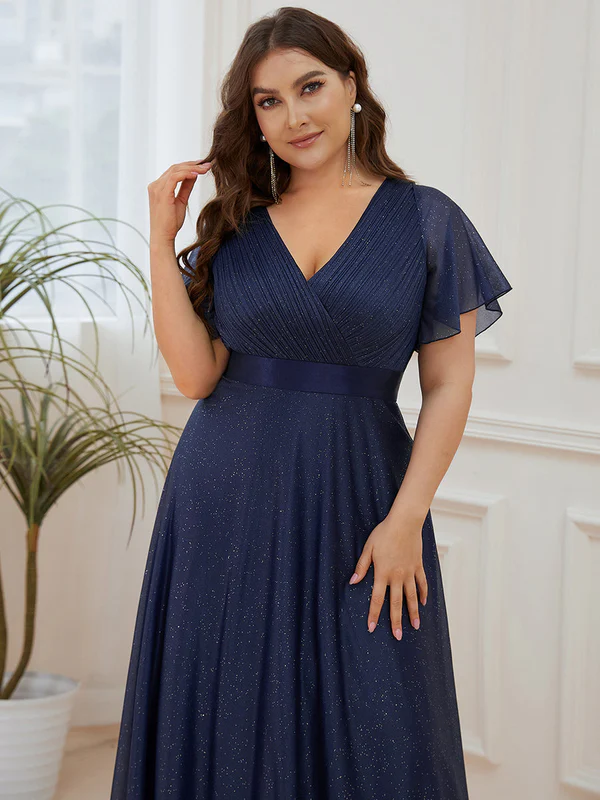 Ever Pretty večerní a společenské šaty EE50159-3 tmavě modrá půlnoční 9XL