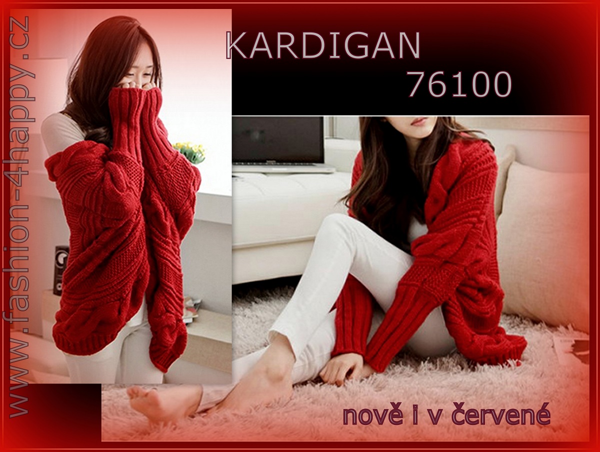 SVETR KARDIGAN pletený UNI 76100 červená XS/S