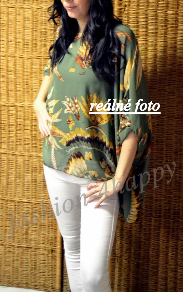 Dámská TUNIKA volná 125196 zelená UNIVERZÁLNÍ