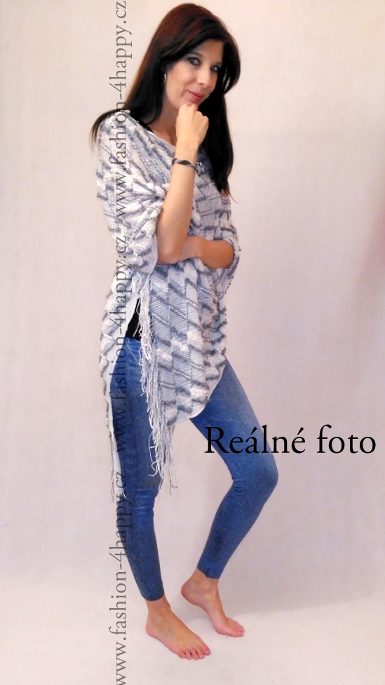 PONCHO/PONČO SVETR pletený 7025085-1 bílá UNI
