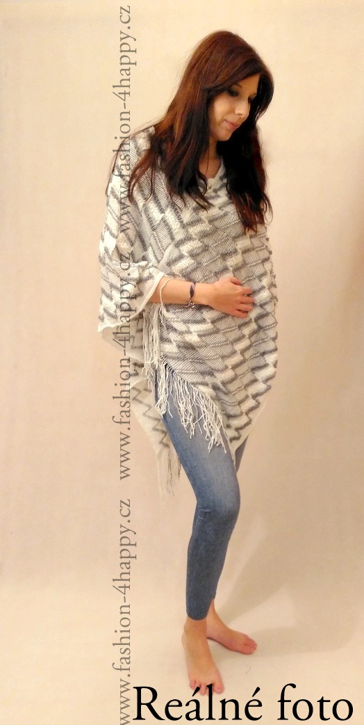 PONCHO/PONČO SVETR pletený 7025085-3 béžová UNI