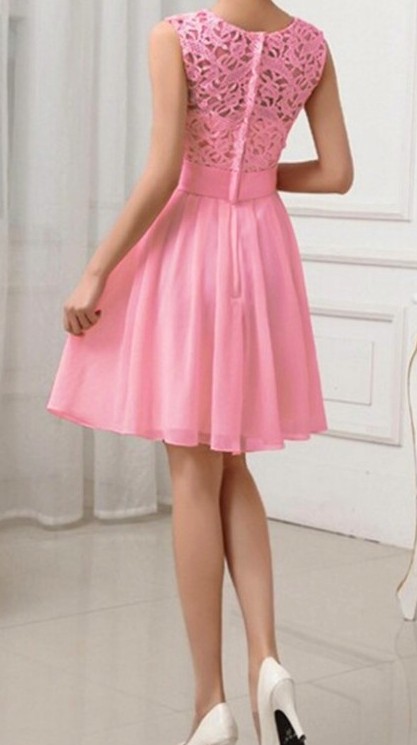 Plesové ŠATY MINI s krajkou 33771-1 sytě růžová S/M/L/XL