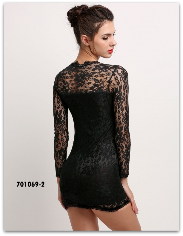 MINI ŠATY KRAJKA CLUBWEAR 701069-2 černá XS