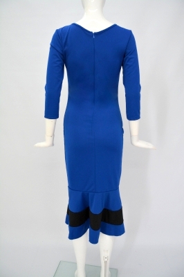 Dámské ŠATY MIDI s volánem 319208-4 modrá M/L