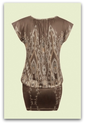 MINI ŠATY / TUNIKA 321646-2 vzor hnědá M/L