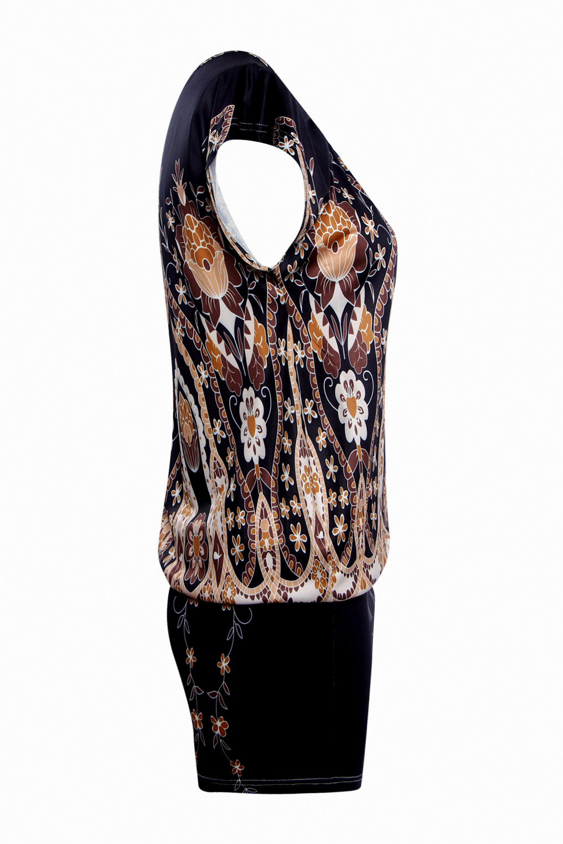 MINI ŠATY / TUNIKA 321646-1 vzor černá S/M