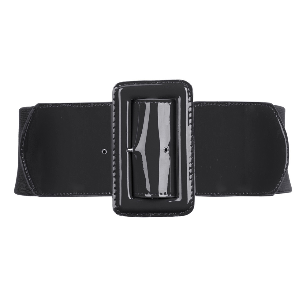 Luxusní elastický PÁSEK s velkou přezkou GK010620-2 černá S / XXL
