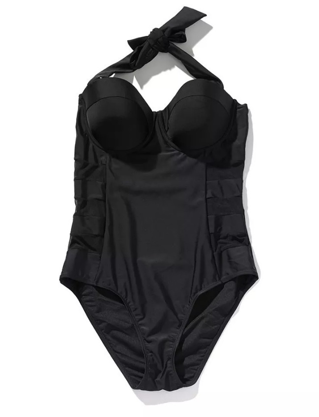 Dámské plavky jednodílné pro moletky 34279-2 černá 4XL
