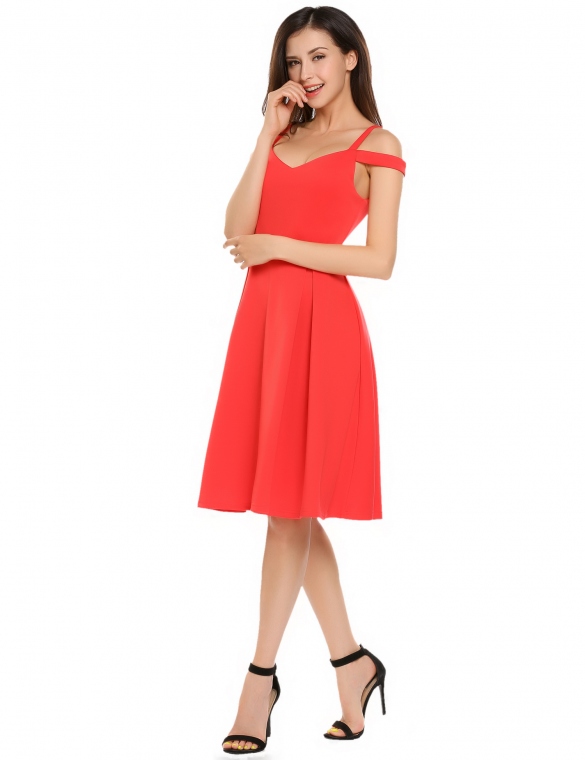 Krátké MINI ŠATY kolová sukně 7016130-1 červená M / L
