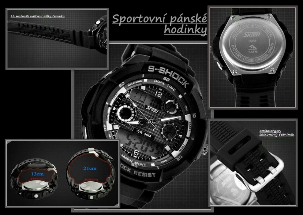 HODINKY pánské SPORT S-SHOCK Quartz waterproof 6168 černá / žlutá