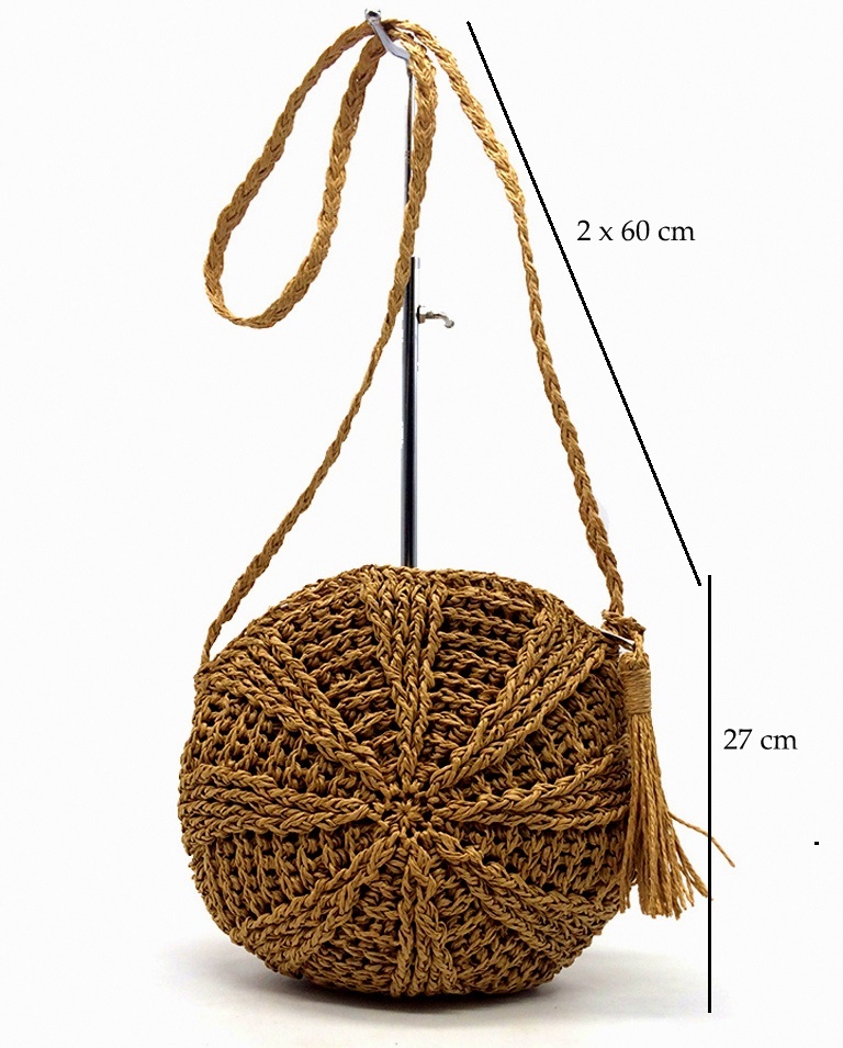 HAND MADE Přírodní dámská KABELKA kulatá 3330268-4 hnědá
