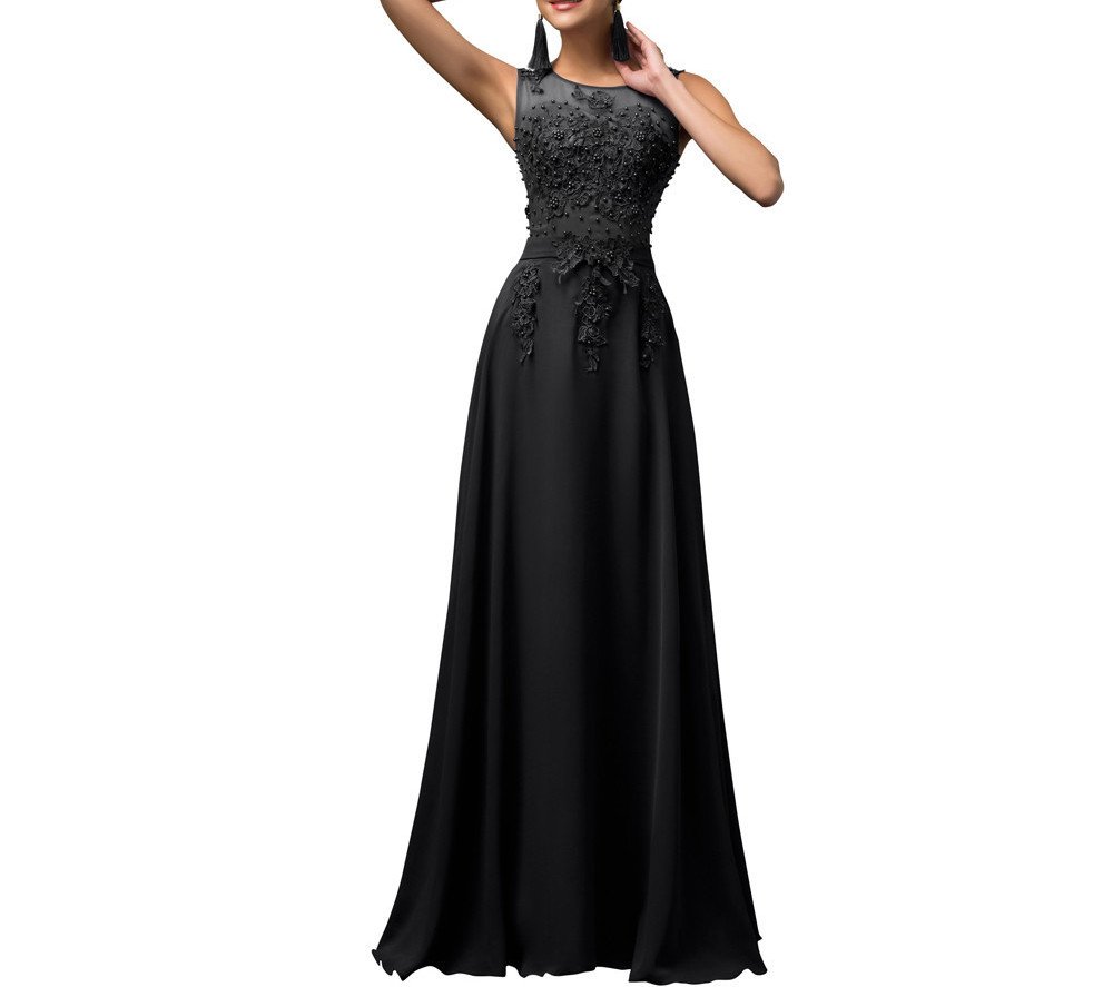 GRACE KARIN luxusní ŠATY dlouhé CL007555-2 černá XS / XL