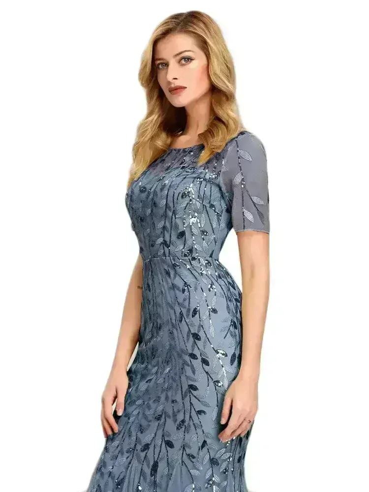 Ever Pretty plesové a společenské šaty EP7707-3 modrá džínová M  