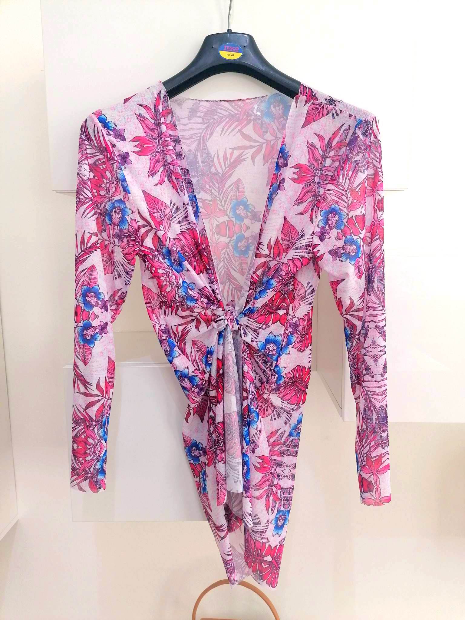 Dvoudílné dámské PLAVKY / BIKINY + KABÁTEK 301610-2 sytě růžová S / M