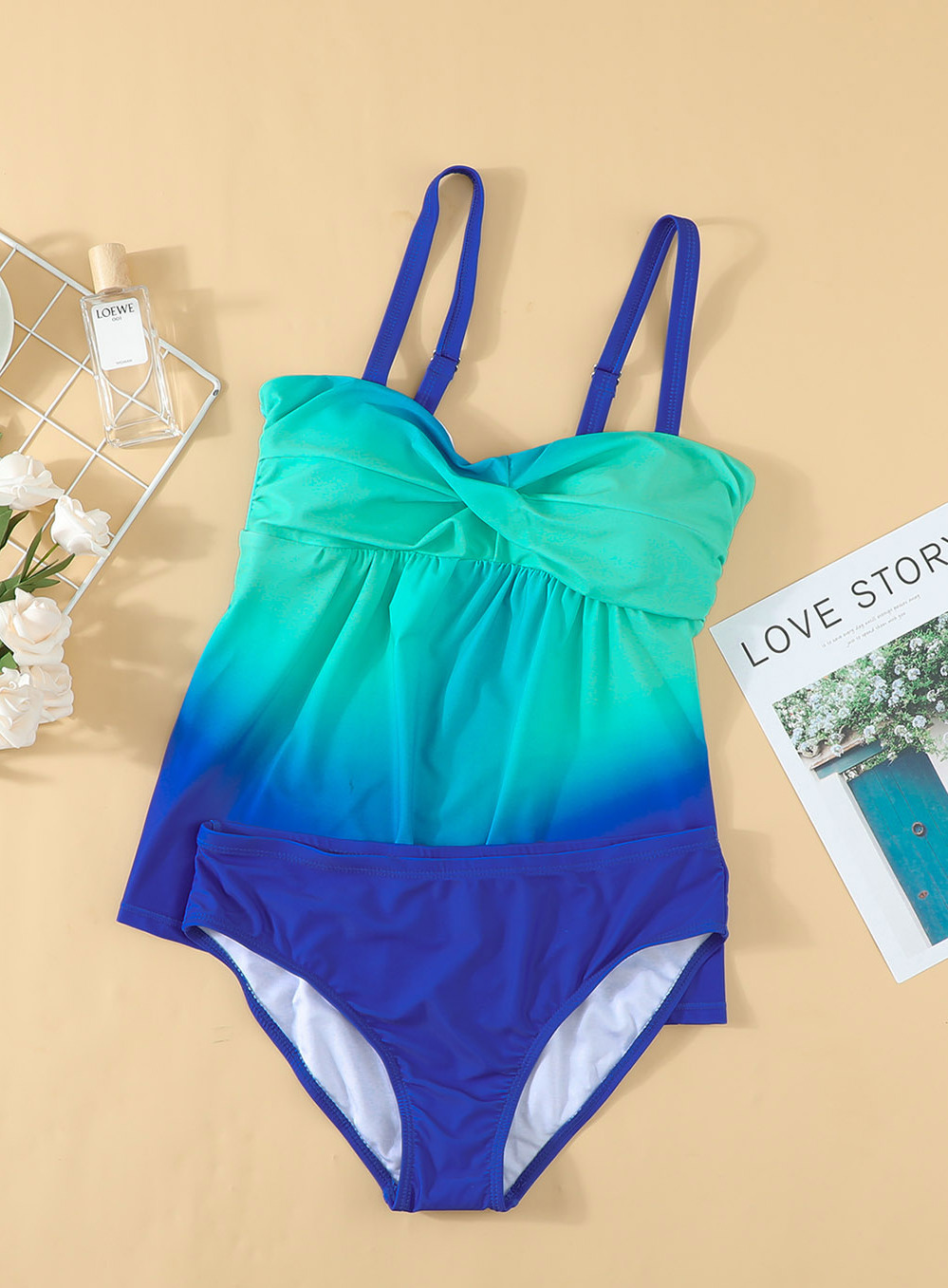 Dvoudílné dámské PLAVKY TANKINI 1411181-4 modrá M / 3XL