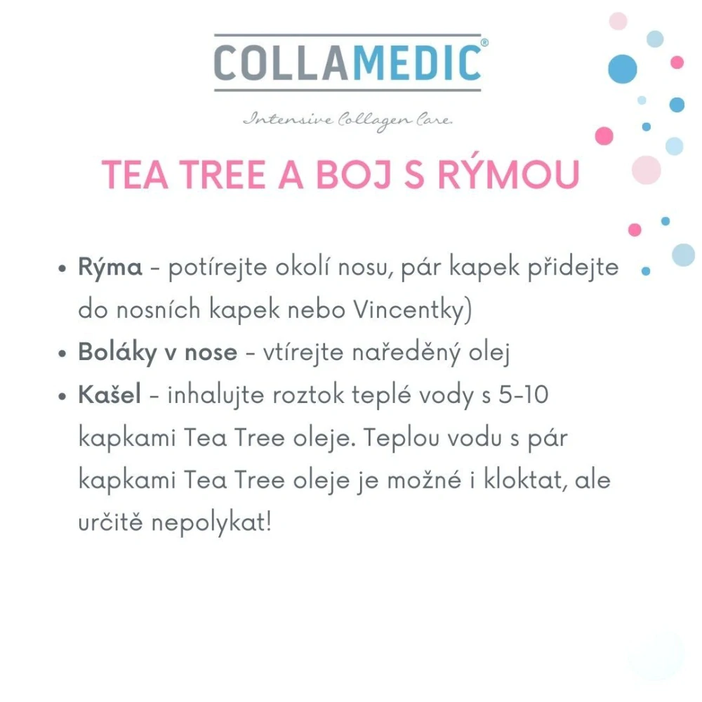 Colamedic éterický olej Tea Tree (čajovník) 10 ml - antibiotický, protiplísňový, hojivý, posiluje imunitu