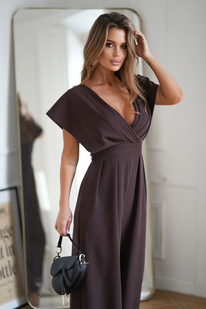 Bicotone Dámský elegantní overal 289-61 hnědá XL